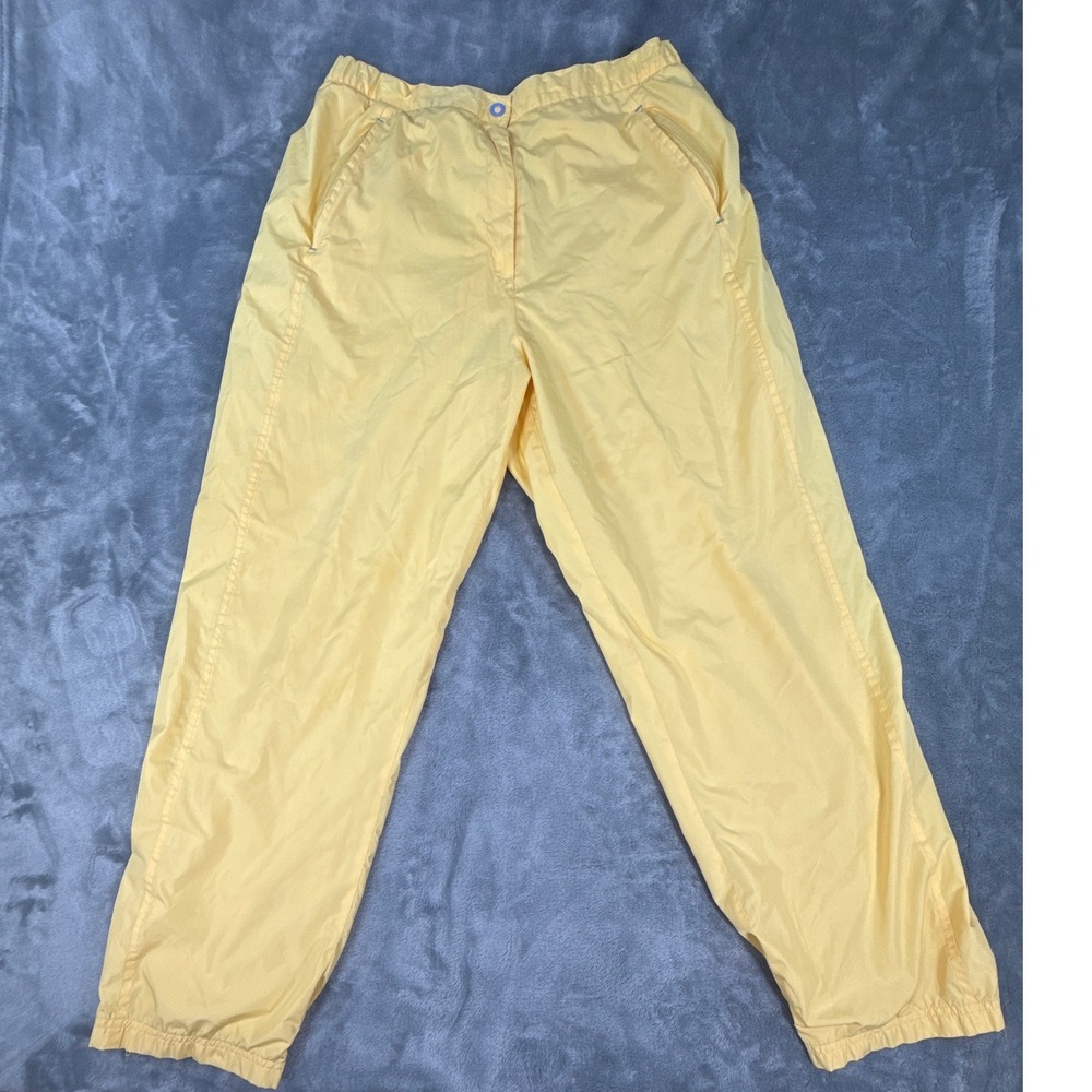 Catalina Yellow Mesh Lined Windbreaker Track Pants Baggy Ankle Zip Y2K‎ 90s Med